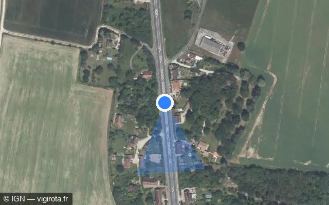 Vue satellite de l'emplacement du radar tourelle à Pressigny-les-Pins