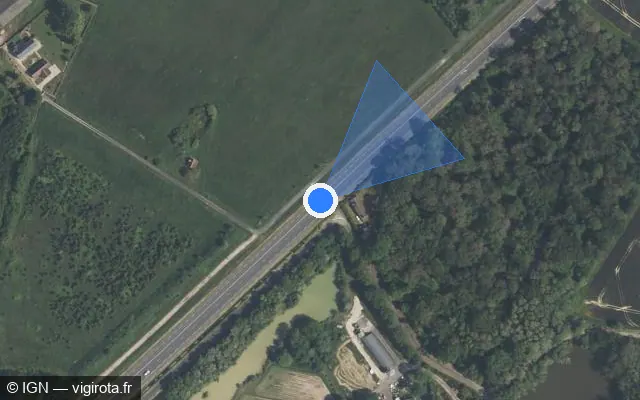 Vue satellite de l'emplacement du radar tourelle à Poilly-lez-Gien