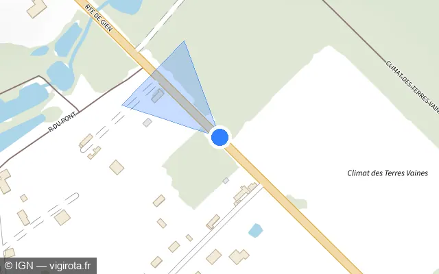 Vue plan de l'emplacement du radar tourelle à Les Bordes