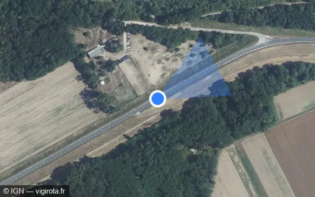 Vue satellite de l'emplacement du radar tourelle à Montlivault
