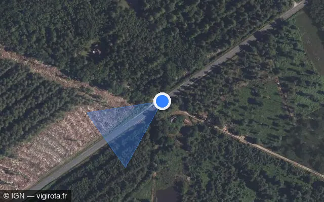 Vue satellite de l'emplacement du radar tourelle à Vouzeron