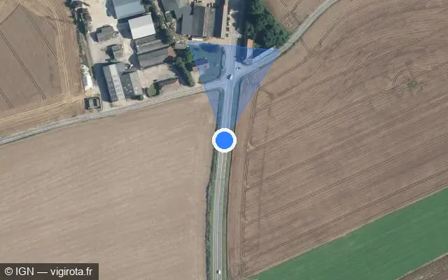 Vue satellite de l'emplacement du radar tourelle à La Vicogne