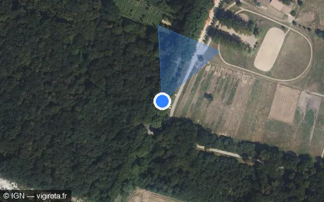 Vue satellite de l'emplacement du radar tourelle à Orry-la-Ville