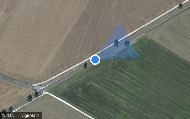 Vue satellite de l'emplacement du radar tourelle à Villiers-le-Sec