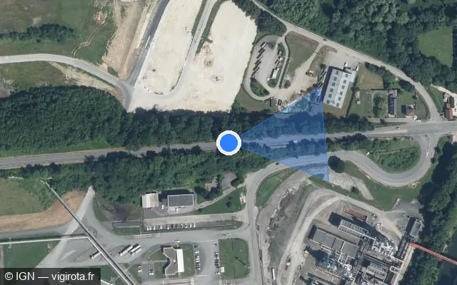 Vue satellite de l'emplacement du radar tourelle à Thenelles