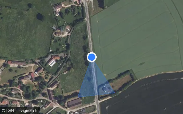 Vue satellite de l'emplacement du radar tourelle à Crulai