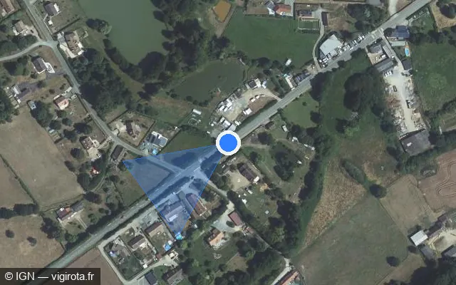 Vue satellite de l'emplacement du radar tourelle à Saint-Aubin-des-Coudrais