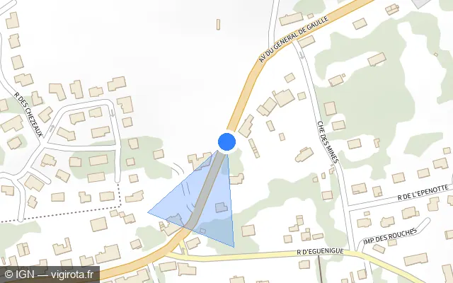 Vue plan de l'emplacement du radar tourelle à Eguenigue