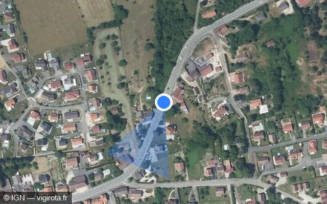 Vue satellite de l'emplacement du radar tourelle à Eguenigue