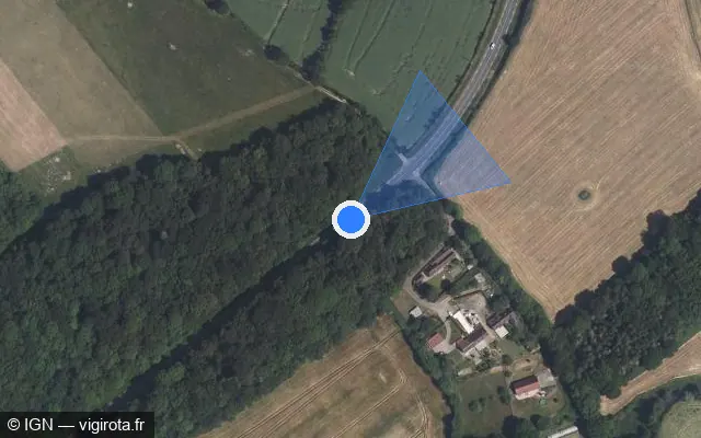 Vue satellite de l'emplacement du radar tourelle à Saint-Martin-d'Écublei