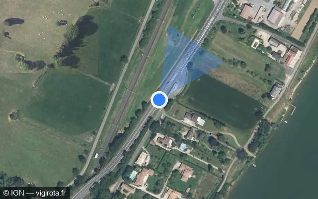 Vue satellite de l'emplacement du radar tourelle à Saint-Martin-Belle-Roche