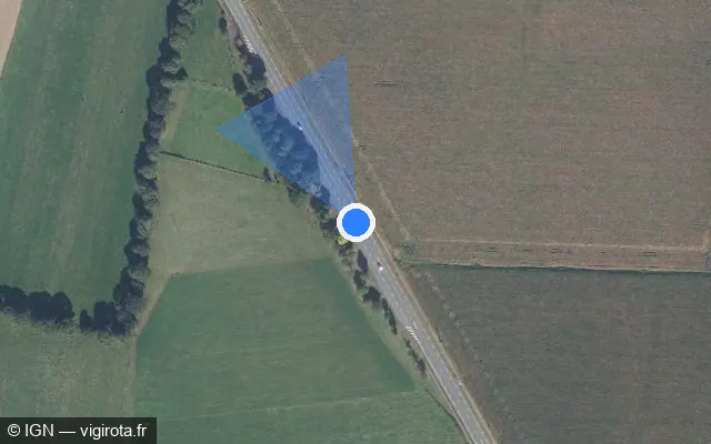 Vue satellite de l'emplacement du radar tourelle à La Chapelle-Fleurigné