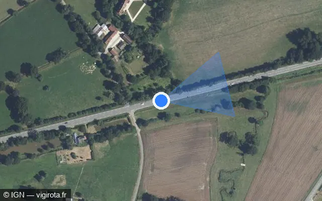 Vue satellite de l'emplacement du radar tourelle à Saint-Mars-d'Égrenne