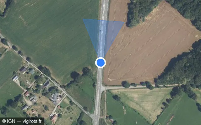 Vue satellite de l'emplacement du radar tourelle à Montilly-sur-Noireau