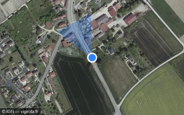 Vue satellite de l'emplacement du radar tourelle à Couvrot