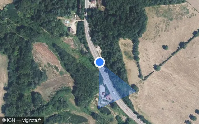 Vue satellite de l'emplacement du radar tourelle à Marmagne