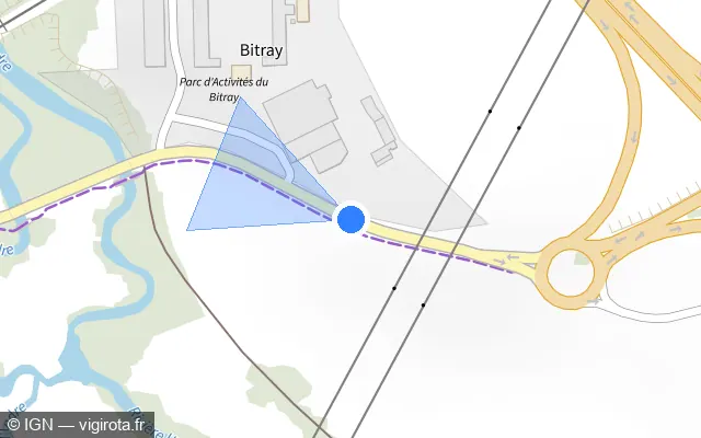 Vue plan de l'emplacement du radar tourelle à Déols