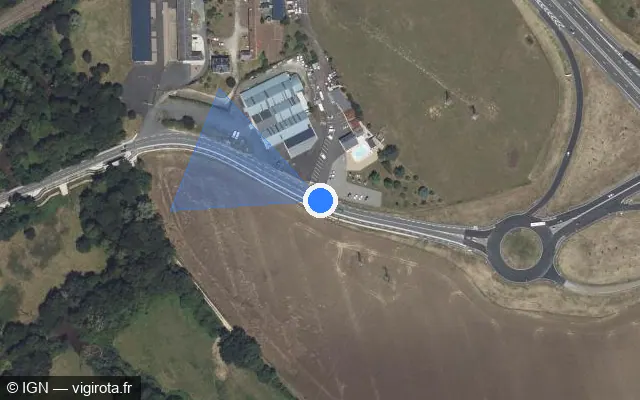 Vue satellite de l'emplacement du radar tourelle à Déols