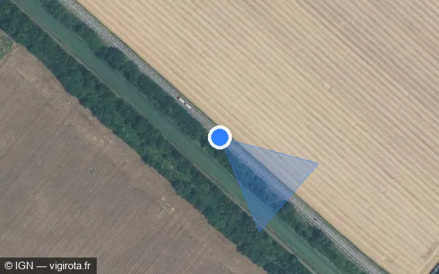Vue satellite de l'emplacement du radar tourelle à Percey
