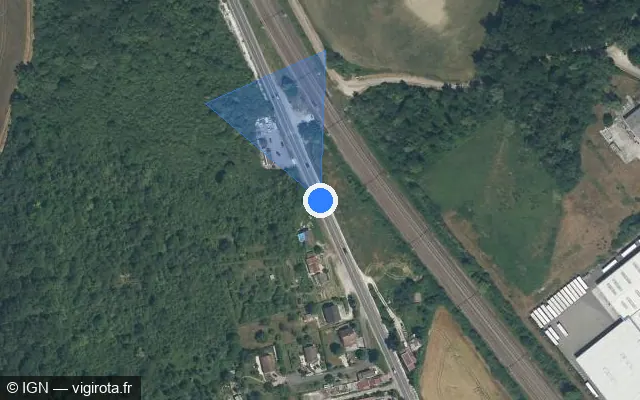 Vue satellite de l'emplacement du radar tourelle à Gron