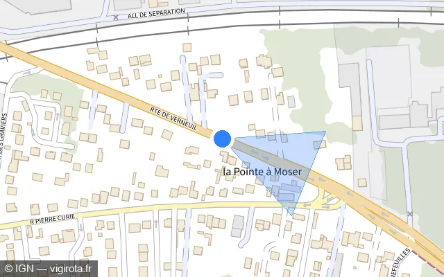 Vue plan de l'emplacement du radar tourelle à Les Mureaux