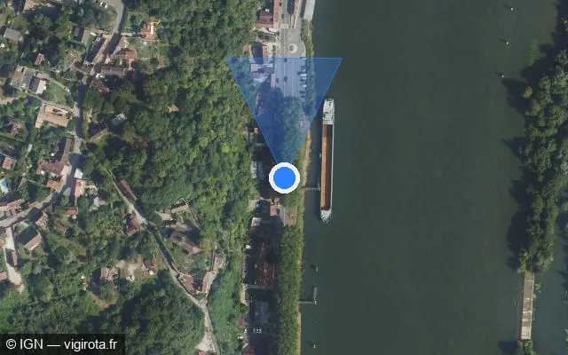 Vue satellite de l'emplacement du radar tourelle à Rolleboise