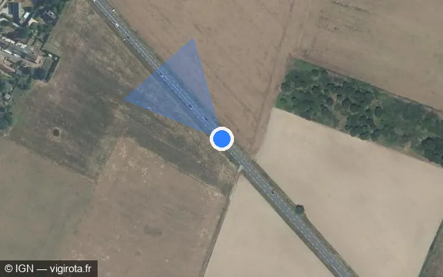 Vue satellite de l'emplacement du radar tourelle à Esvres
