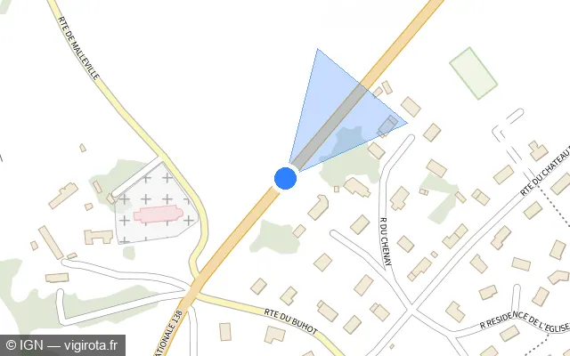 Vue plan de l'emplacement du radar tourelle à Bosrobert