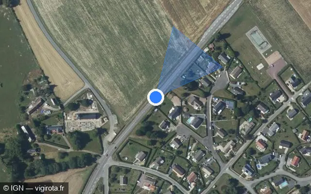 Vue satellite de l'emplacement du radar tourelle à Bosrobert