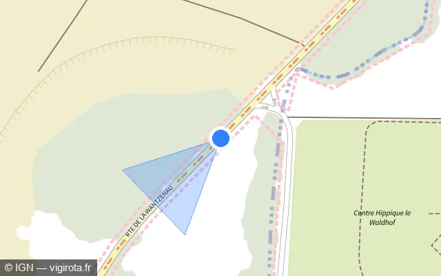 Vue plan de l'emplacement du radar tourelle à La Wantzenau