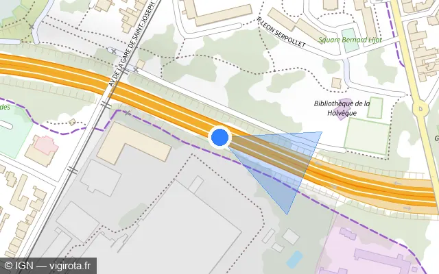 Vue plan de l'emplacement du radar tourelle à Nantes