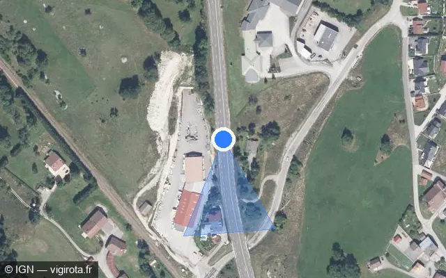 Vue satellite de l'emplacement du radar tourelle à Morbier