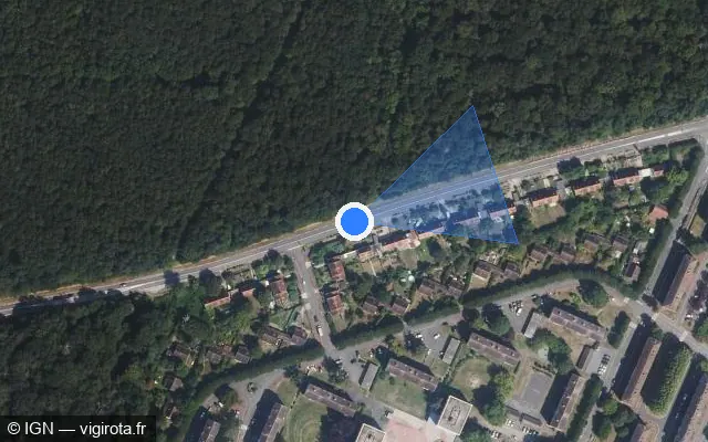 Vue satellite de l'emplacement du radar tourelle à Saint-Germain-en-Laye