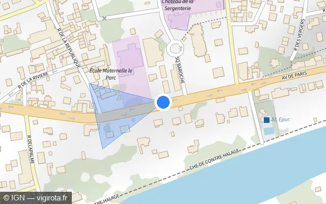 Vue plan de l'emplacement du radar tourelle à Juziers