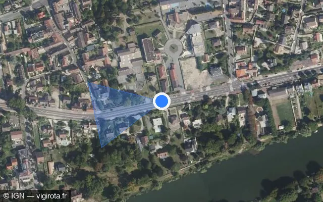 Vue satellite de l'emplacement du radar tourelle à Juziers