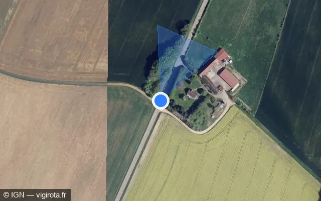 Vue satellite de l'emplacement du radar tourelle à Molosmes