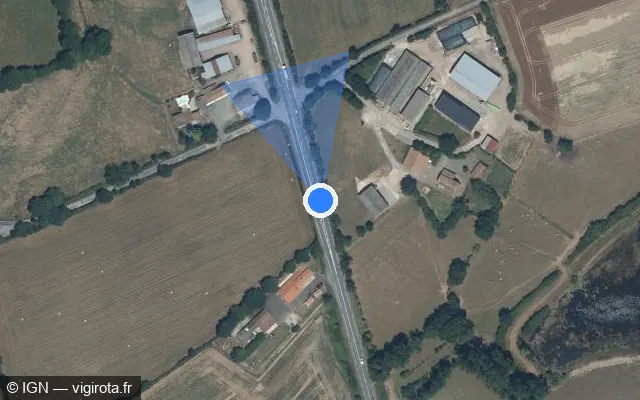 Vue satellite de l'emplacement du radar tourelle à Moutiers-les-Mauxfaits