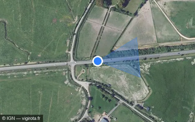 Vue satellite de l'emplacement du radar tourelle à Varaville