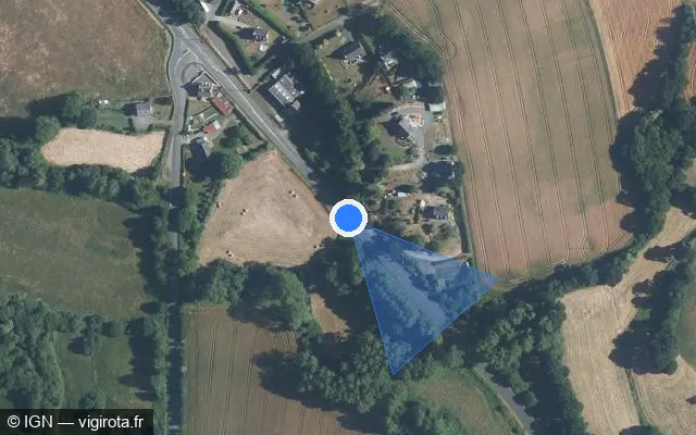 Vue satellite de l'emplacement du radar tourelle à Plouvara
