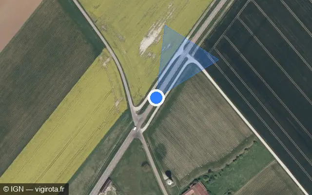 Vue satellite de l'emplacement du radar tourelle à Lasson