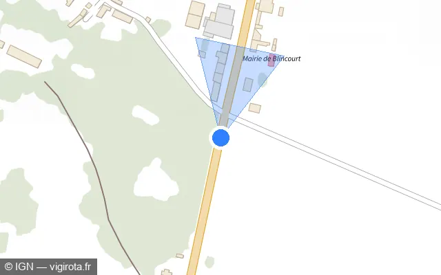 Vue plan de l'emplacement du radar tourelle à Blincourt