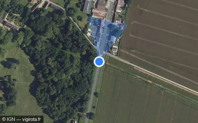 Vue satellite de l'emplacement du radar tourelle à Blincourt