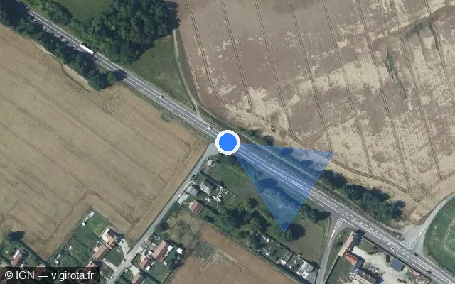 Vue satellite de l'emplacement du radar tourelle à Authevernes