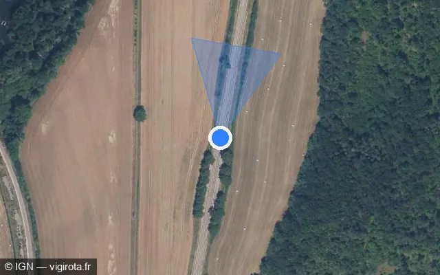 Vue satellite de l'emplacement du radar tourelle à Saint-Moré
