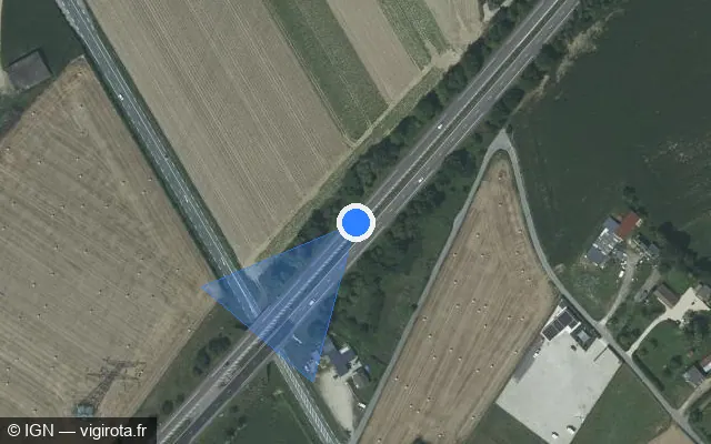 Vue satellite de l'emplacement du radar tourelle à Saint-Jean-du-Cardonnay