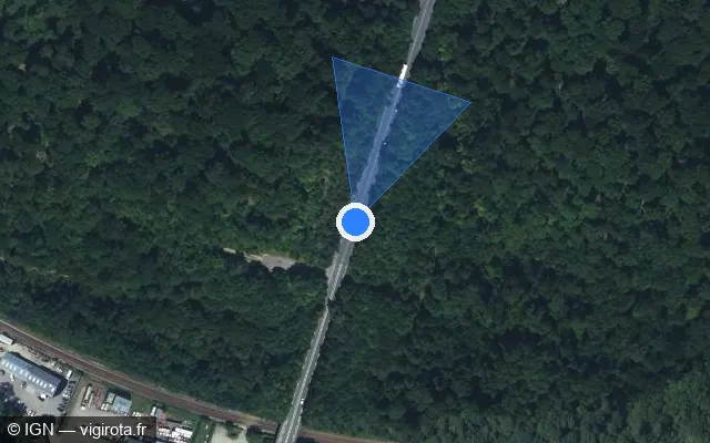 Vue satellite de l'emplacement du radar tourelle à La Londe