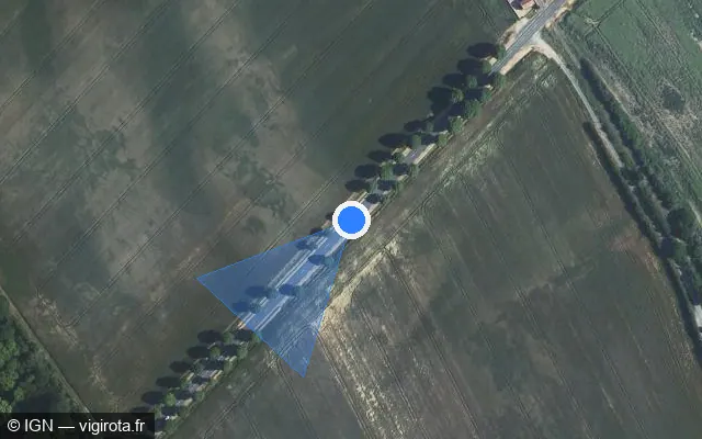 Vue satellite de l'emplacement du radar tourelle à Aunay-sous-Crécy