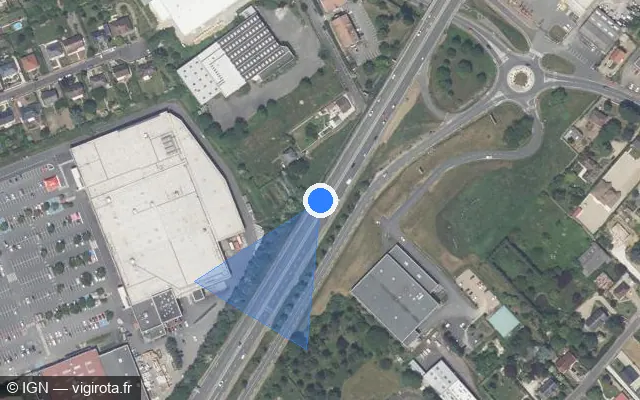 Vue satellite de l'emplacement du radar tourelle à Montargis