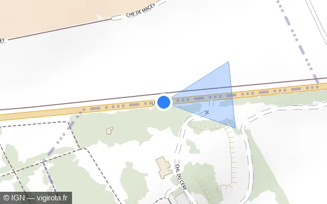 Vue plan de l'emplacement du radar tourelle à Montgueux
