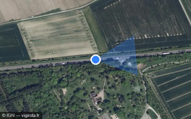 Vue satellite de l'emplacement du radar tourelle à Montgueux